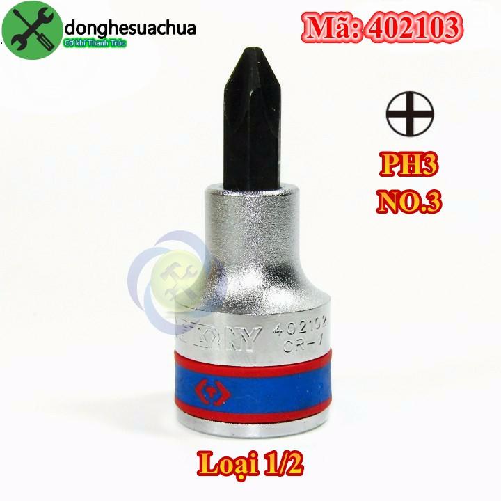 Đầu tuýp 1/2 mũi vít bake PH3 8mm Kingtony 402103 NO.3