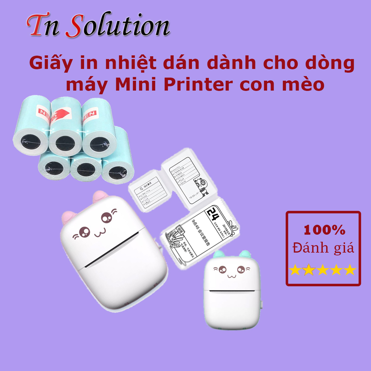 Giấy in nhiệt , decal dán tự dính dành cho dòng máy in Mini Printer con mèo, Peripage, Paperang, Aibecy MP, MTP-II, PT210...