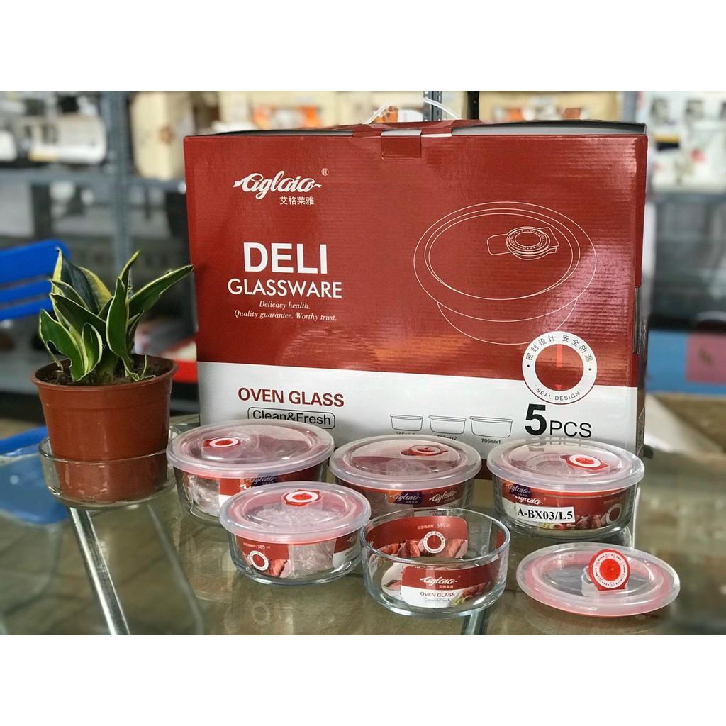 Sét bộ 4,bộ 5 hộp đựng thức ăn trong tủ lạnh