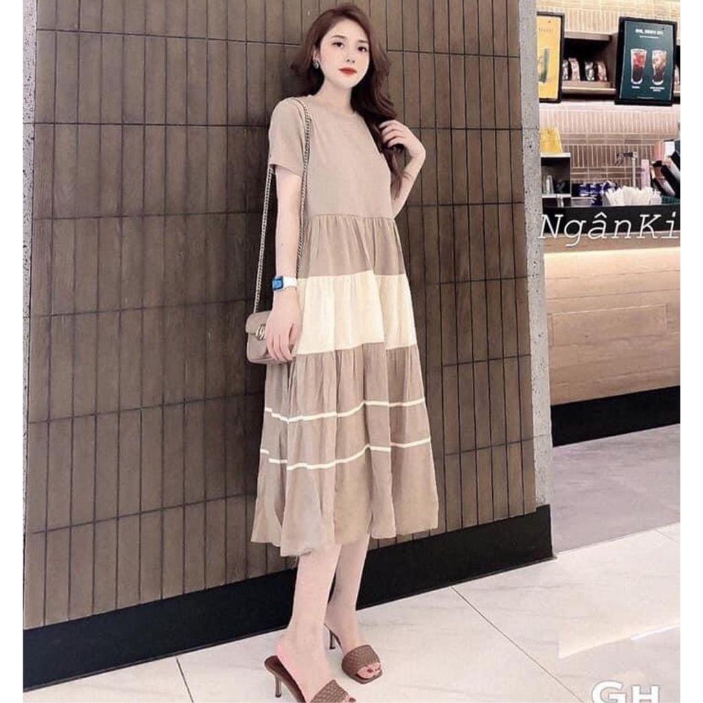 Đầm bầu ngắn tay M134 thời trang thiết kế Mom and Baby