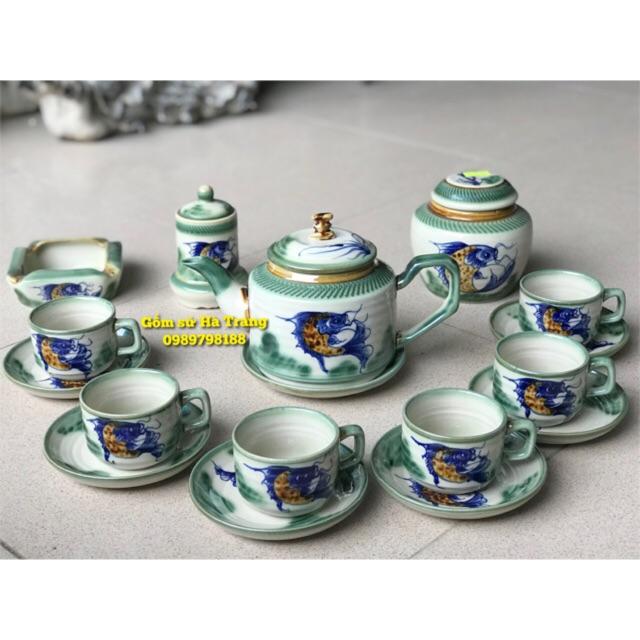 Bộ ấm chén Bát Tràng hoạ tiết cá