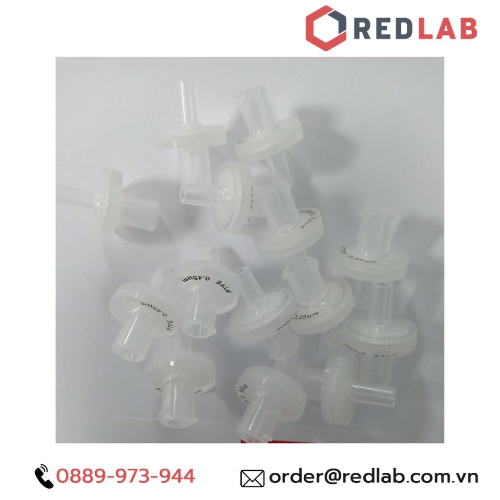 Đầu lọc Syringe PTFE Finetech PTFE013N045O đường kính 13 mm, lỗ lọc 0.45 µm, không thấm nước.