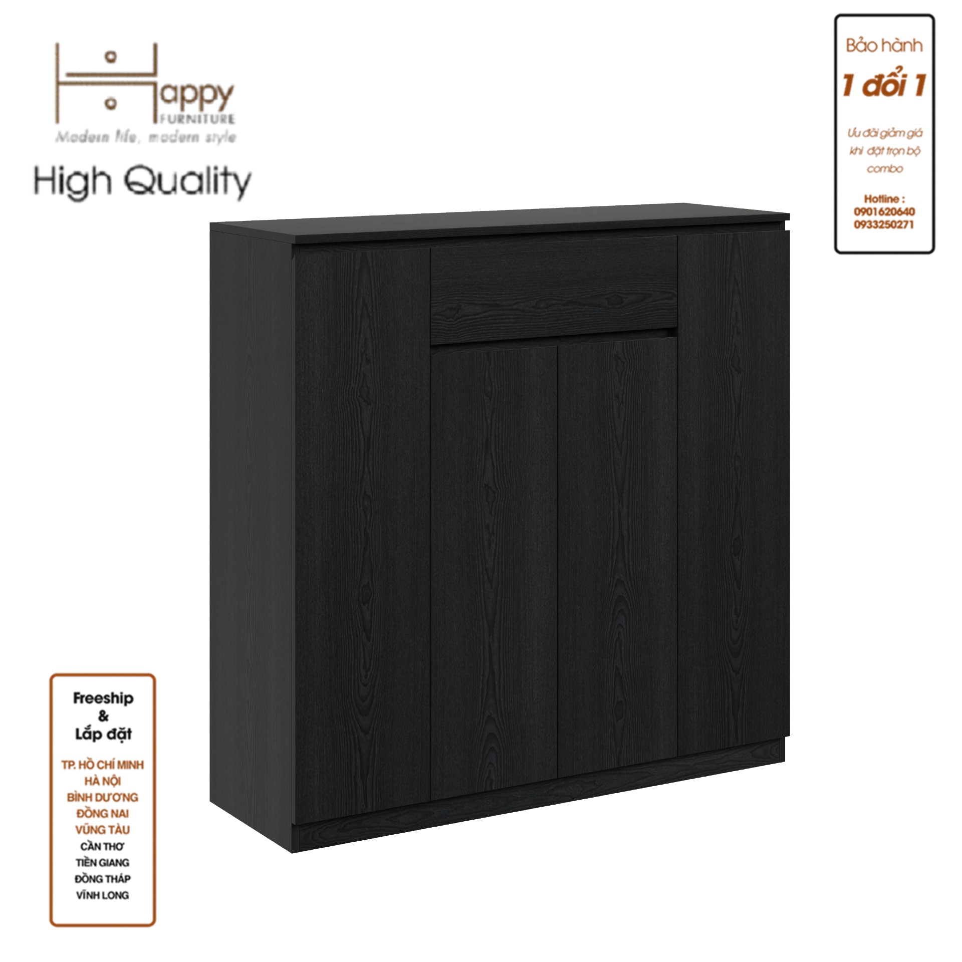 [Happy Home Furniture] OLA, Tủ lưu trữ 4 cánh mở - 1 ngăn kéo, 120cm x 40cm x 120cm ( DxRxC), TCM_080
