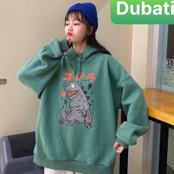 ÁO KHOÁC NỈ HOODIE KHỦNG LONG 3 MÀU NAM NỮ CHẤT VẢI MỊN DÀY PHONG CÁCH HÀN QUỐC- DUBATI FASHION