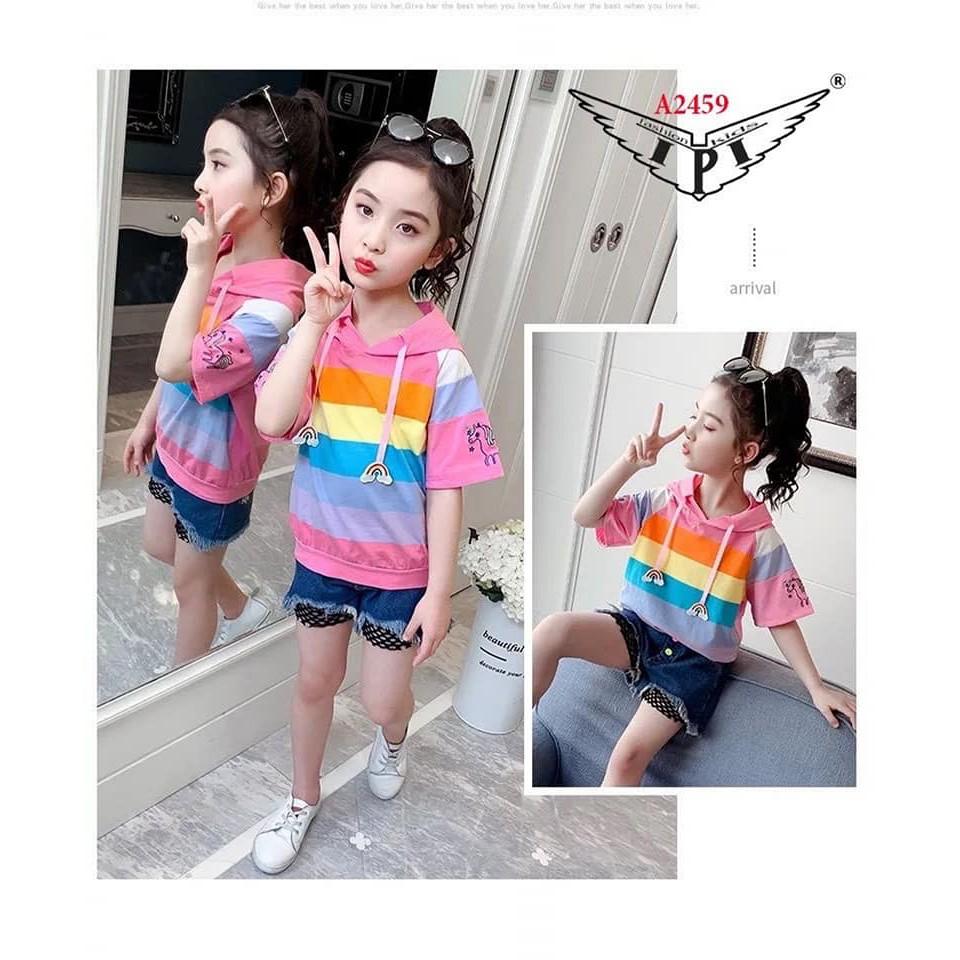 Áo Hoodie bé gái sắc màu cầu vồng Pony rất xinh iu cho bé diện đi chơi đi học 5 màu