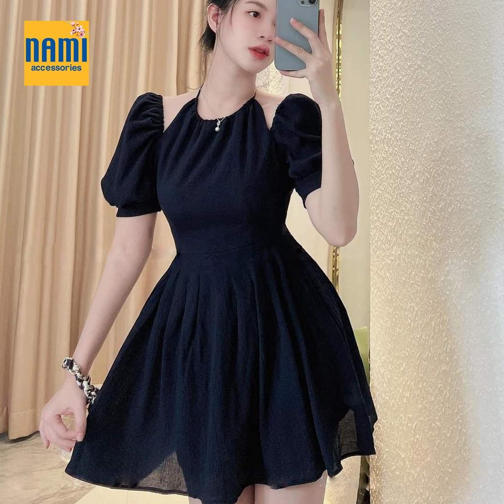 ( HÀNG CHUẨN ĐẸP ) Đầm yếm xoè cột nơ cổ form mini xinh xắn tay rớt gợi cảm NANAMI - ATNU046