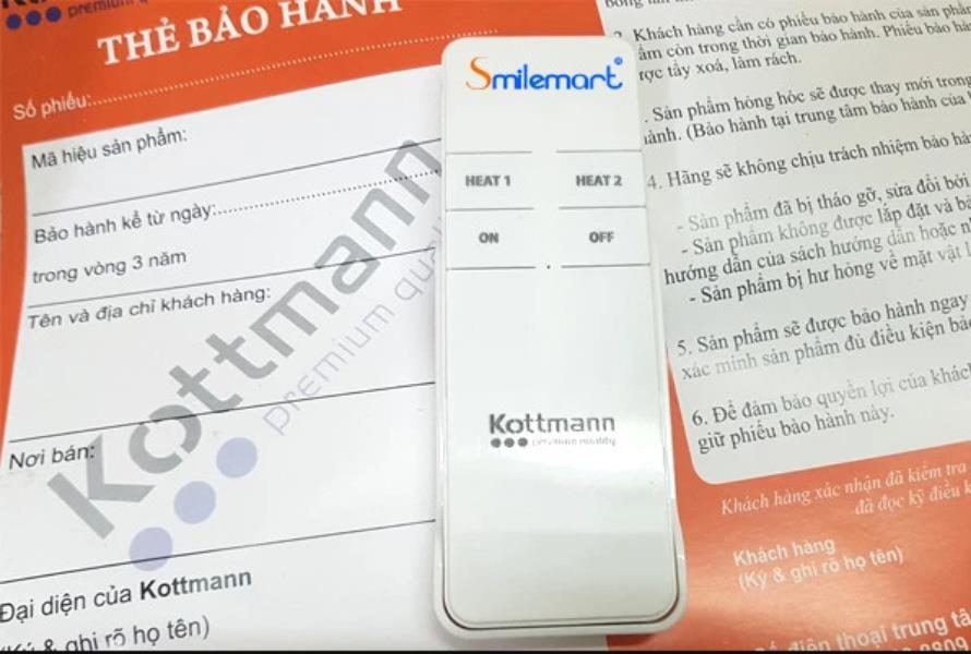 Đèn sưởi nhà tắm âm trần 2 bóng Kottmann K9-R , hàng chính hãng