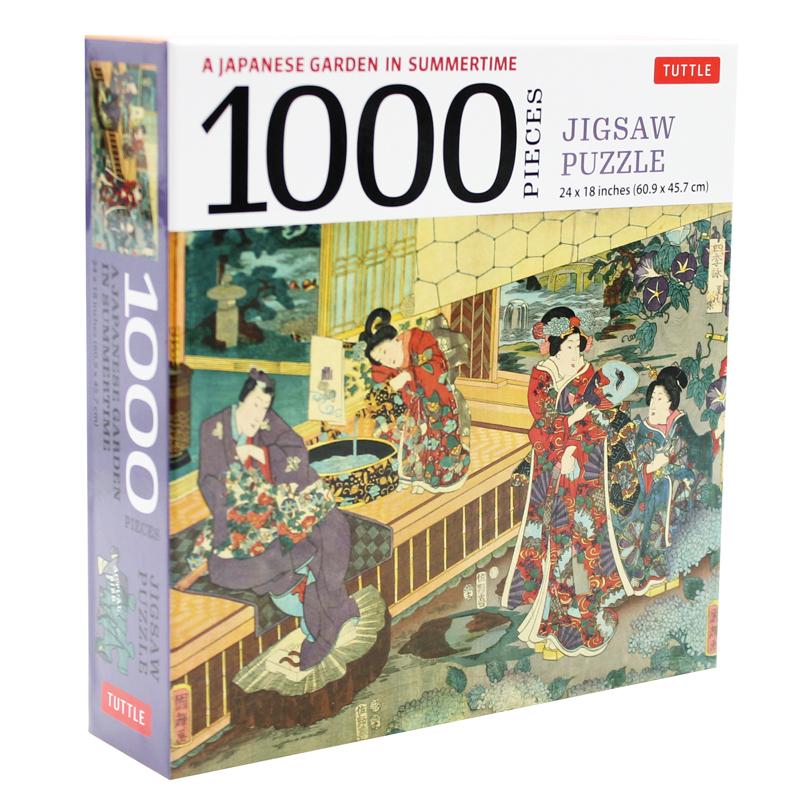 A Japanese Garden In Summertime - 1000 Piece Jigsaw Puzzle: A Scene From The Tale Of Genji, Woodblock Print