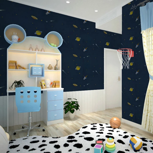 Combo 10 mét giấy dán tường, decal dán tường trang trí nhà cửa VŨ TRỤ XANH khổ 45cm