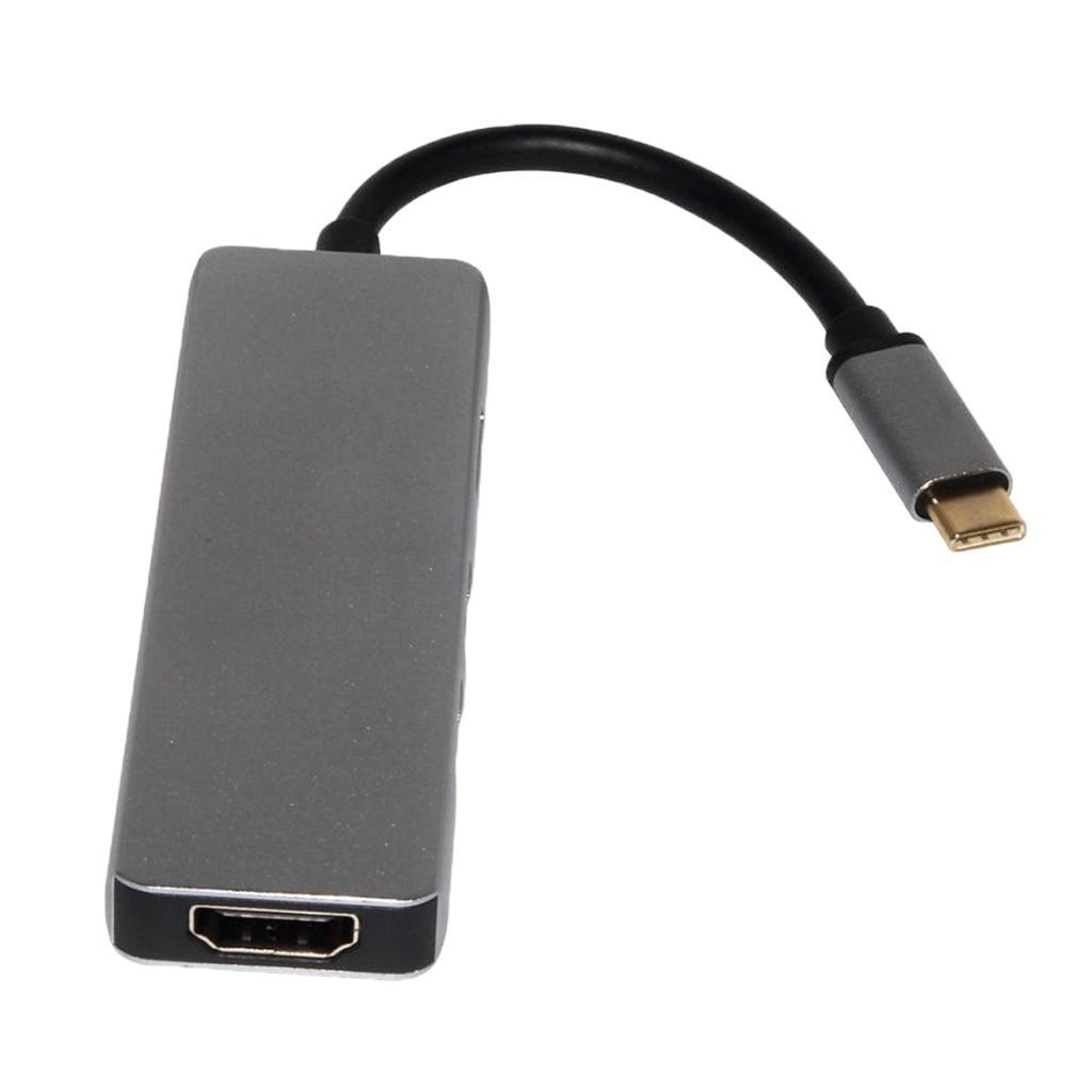 Aluminium USB C 3.1 Hub 5 in 1 Adapter USB 3.0 + HDMI+ Card Reader Port for Apple Macbook