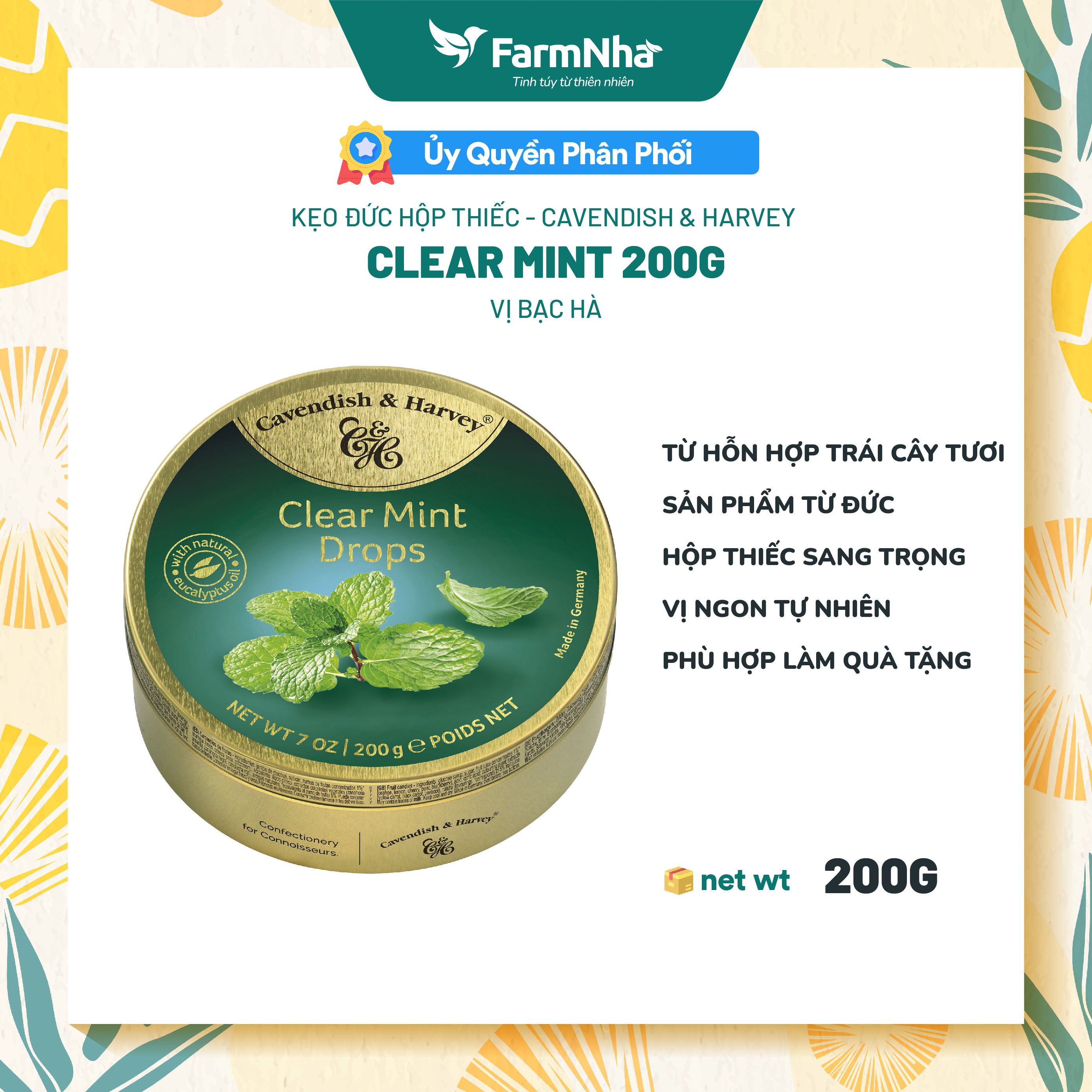 Kẹo Cavendish &amp; Harvey vị CLEAR MINT 200gr - Hương vị Bạc Hà thanh mát tuyệt vời từ Đức