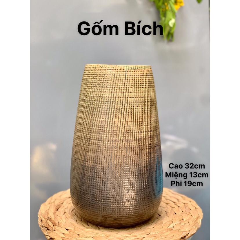 Bình Hoa Lọ Hoa Dáng Giọt Nước Men Mộc Cao 32cm Gốm Sứ Bát Tràng