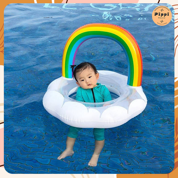 Phao bơi Cầu Vồng Mây Trắng xỏ chân size to 70 cm cho bé 0-5 tuổi