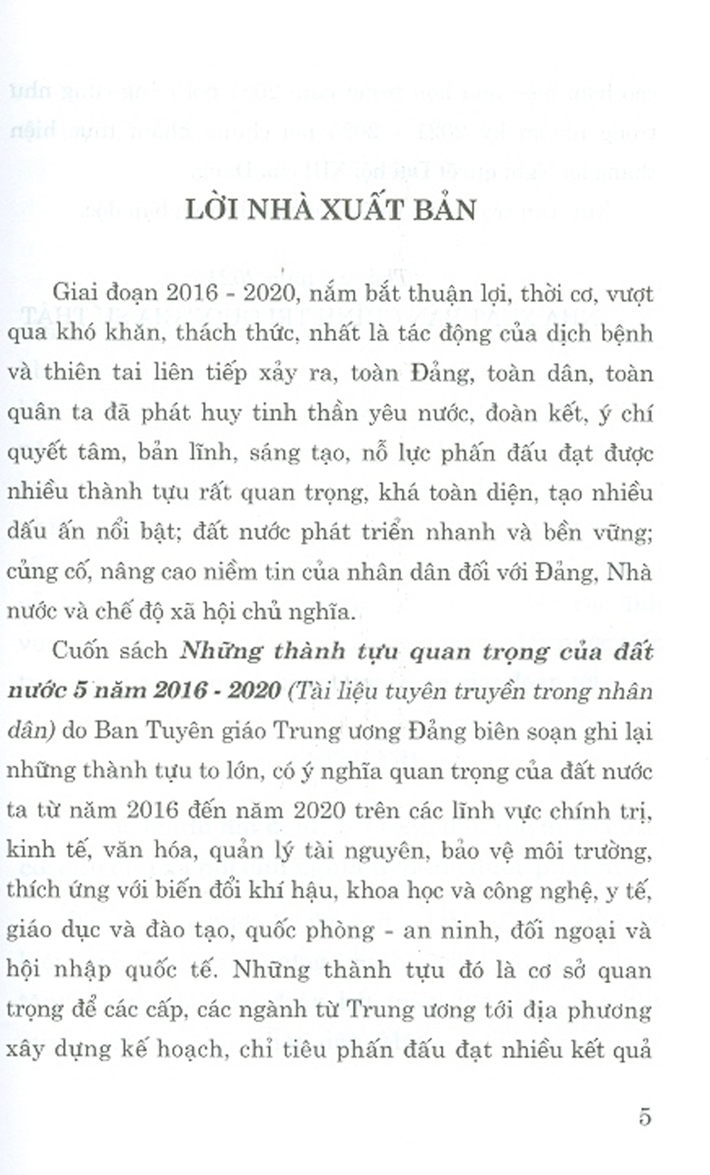 Những Thành Tựu Quan Trọng Của Đất Nước - 5 Năm 2016-2020 (Tài Liệu Tuyên Truyền Trong Nhân Dân)