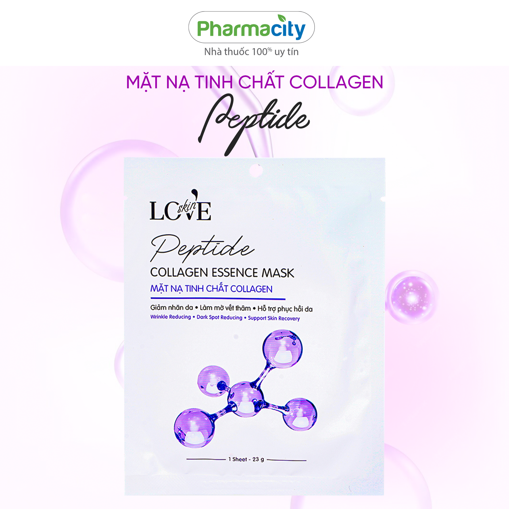 Mặt nạ Pharmacity bổ sung Collagen Peptide hỗ trợ ngăn ngừa lão hóa (23g)