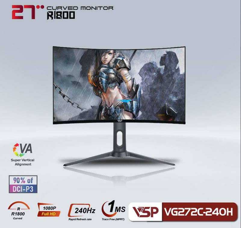 Màn Hình Cong VSP 27" VG272C-240H (27INCH/FHD/VA/240Hz/1Ms) - Hàng Chính Hãng