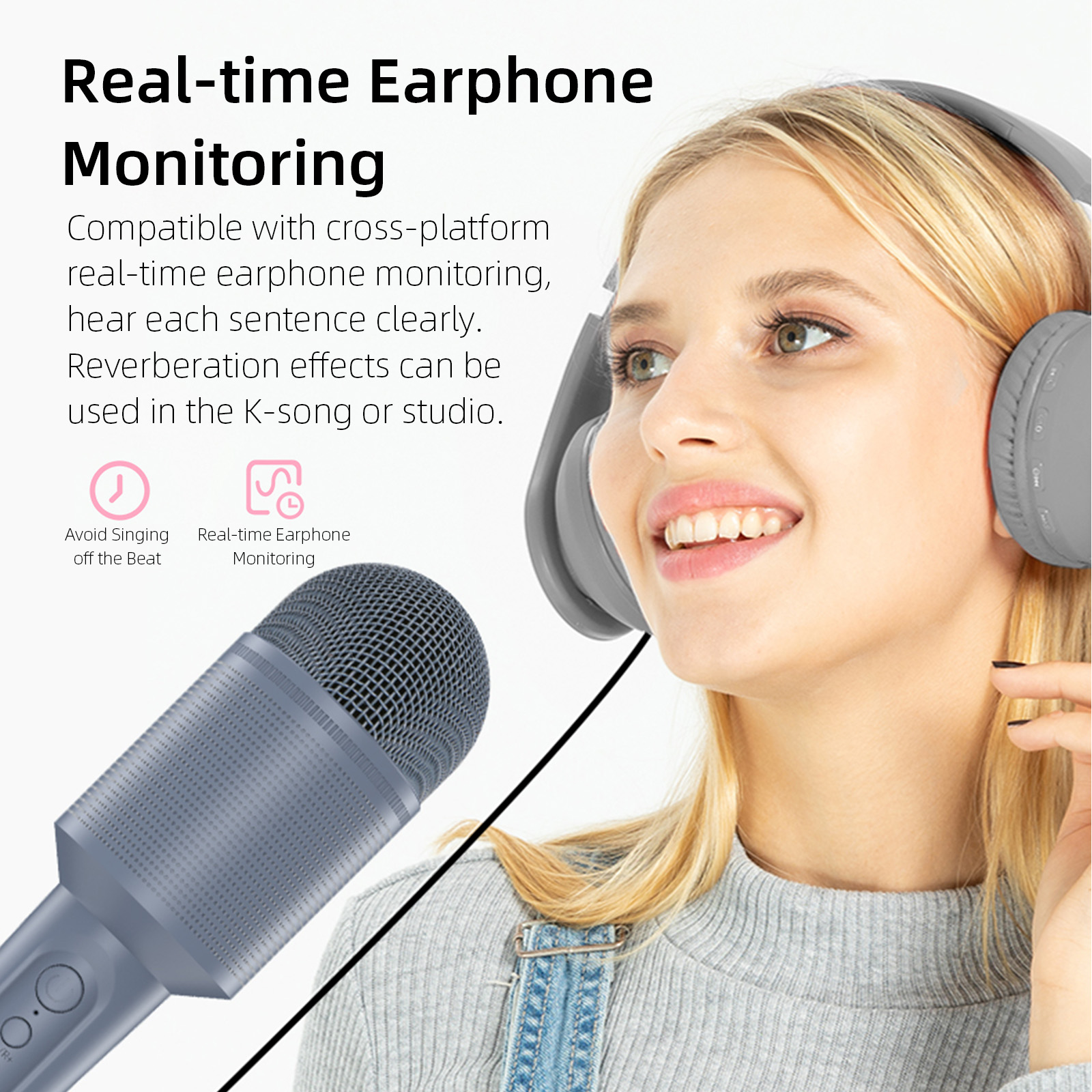 Micrô Karaoke Không Dây Soaiy MC8 Loa Bluetooth 2 Trong 1 Cho Mát KTV Di Động