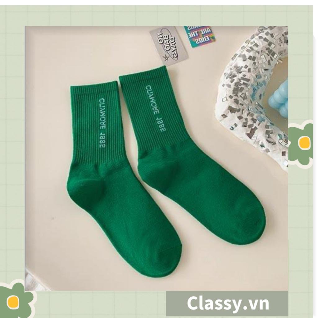 Tất cổ cao Classy, vớ cổ cao kiểu dáng thể thao phối trắng xanh, chất cotton siêu êm chân G1350 - NO5