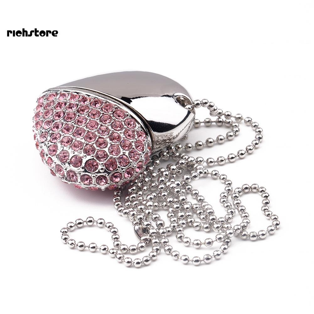 USB hình trái tim đính đá bằng hợp kim cho laptop/PC