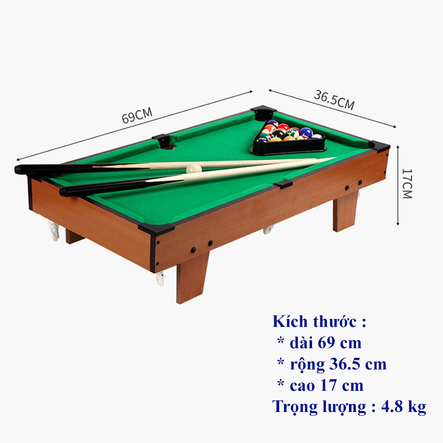 [Cỡ Lớn 69 cm] Bàn Bi A Trẻ Em - Bàn Bida Mini Cho Trẻ Em - Thiết Kế Ấn Tượng, Chất Liệu Gỗ An Toàn - Hàng Nhập Khẩu