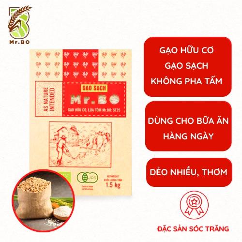 Gạo hữu cơ ST25 cao cấp giống gạo số 1 thế giới - Hộp 1,5kg