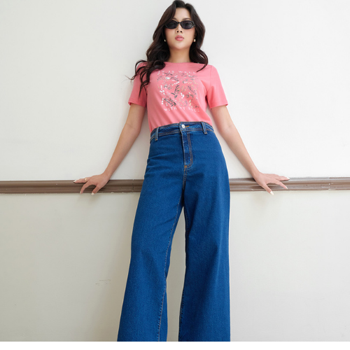 Quần Jean Nữ Ninomaxx Form Wide-Leg RAWCORE DENIM Chất Vải Dày Cứng Giữ Form Tốt 2601002