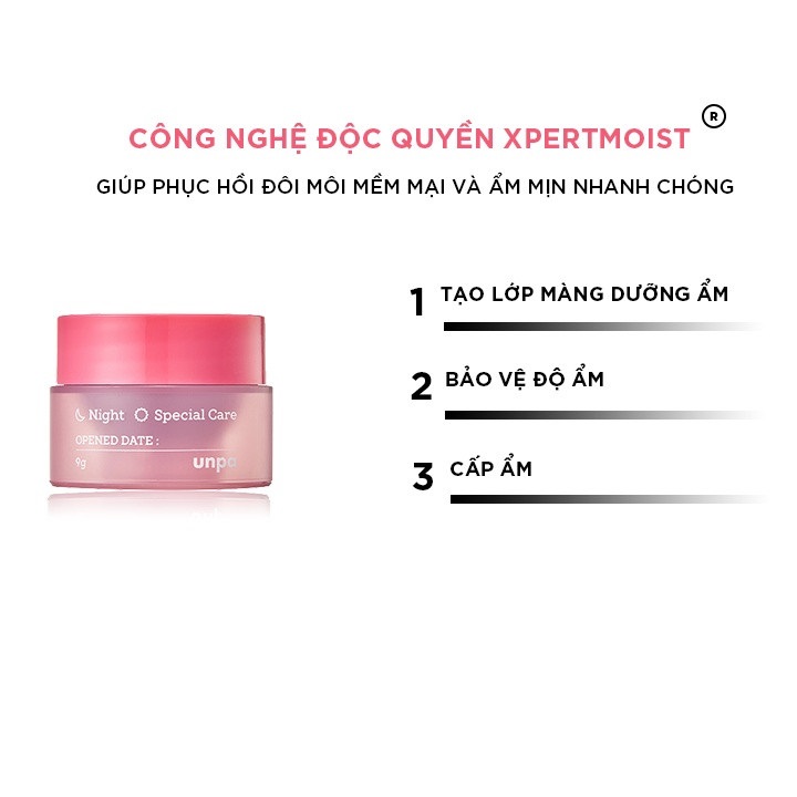 Mặt Nạ Ngủ Môi Dưỡng Ẩm Chống Lão Hóa Unpa Bubi Bubi Lip Mask 9g