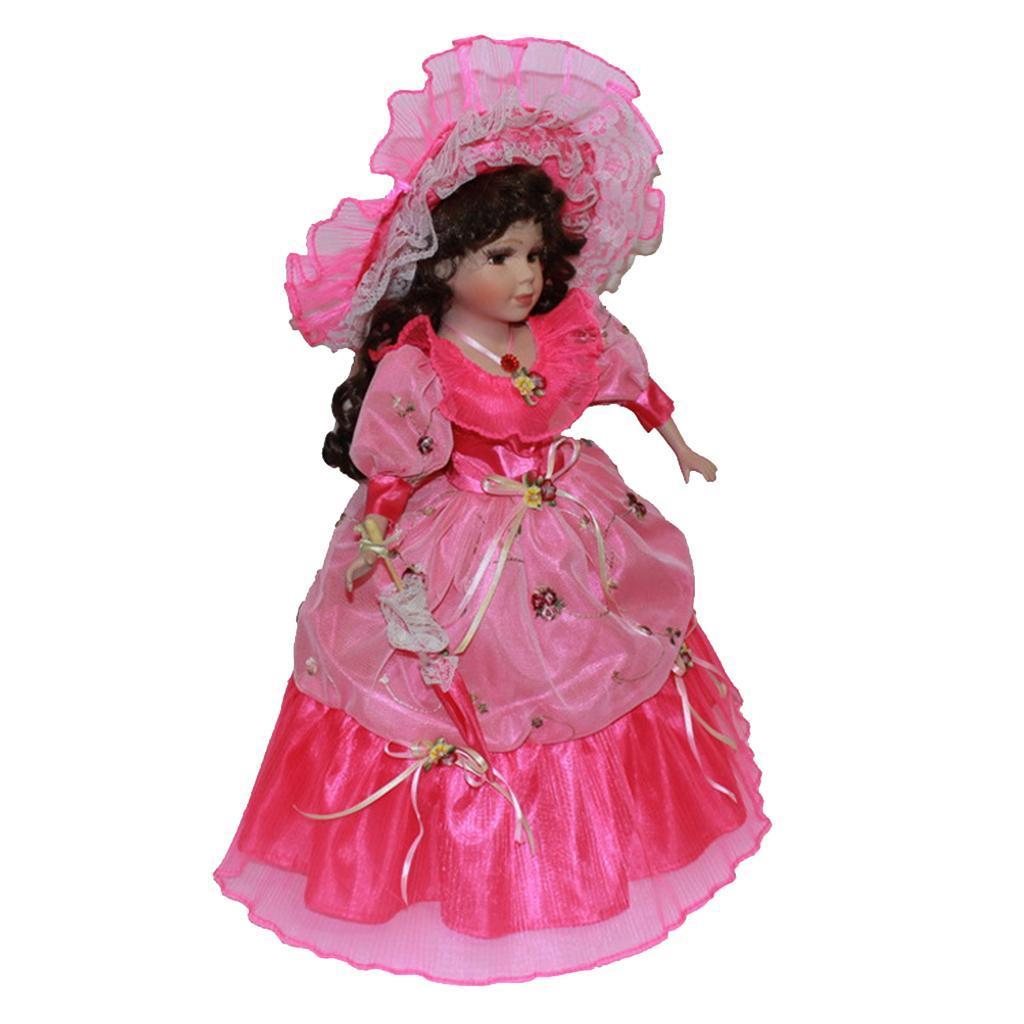 40cm Retro Porcelain Women Doll People Figure Handicraft Rose Gift