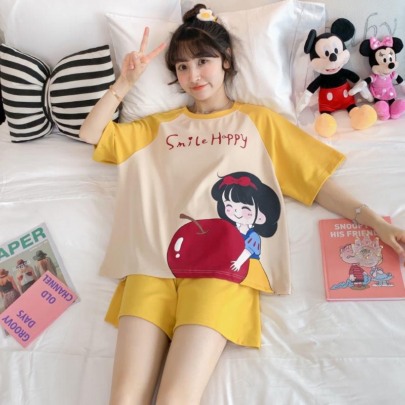 Bộ Pijama Nữ Cộc Tay Họa Tiết 3D Set Ngủ Nữ Ngắn Tay Dáng Rộng Nhiều Màu