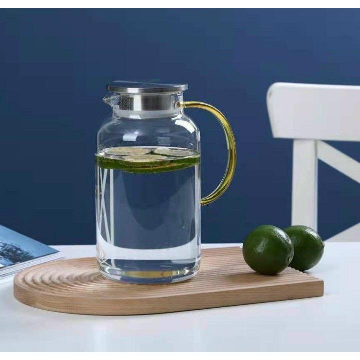 BÌNH NƯỚC THỦY TINH NẮP INOX