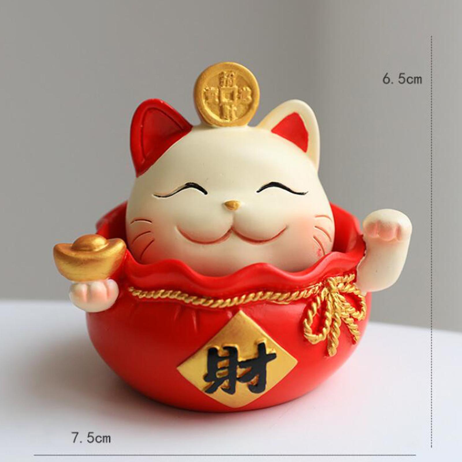 4 bức tượng mèo may mắn Tượng trang trí ô tô cho trang trí nội thất bảng điều khiển