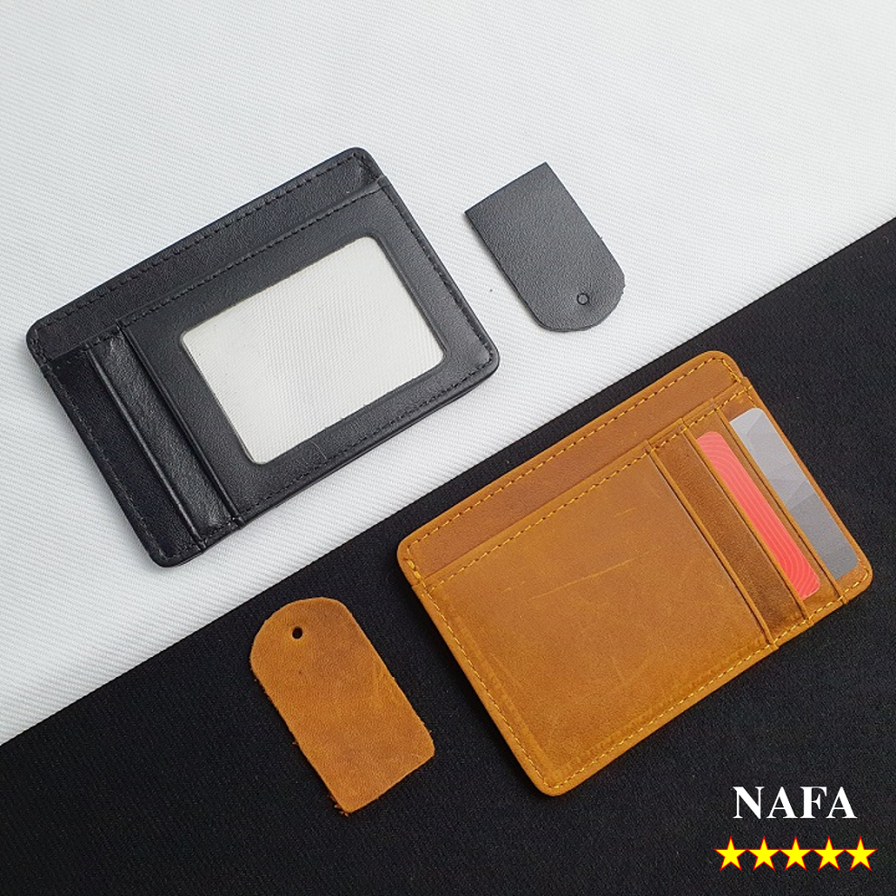 Hình ảnh [Da thật] Ví đựng thẻ, ví namecard da bò thật NAFA CH108 siêu mỏng thời trang tiện lợi - Màu đen, nâu