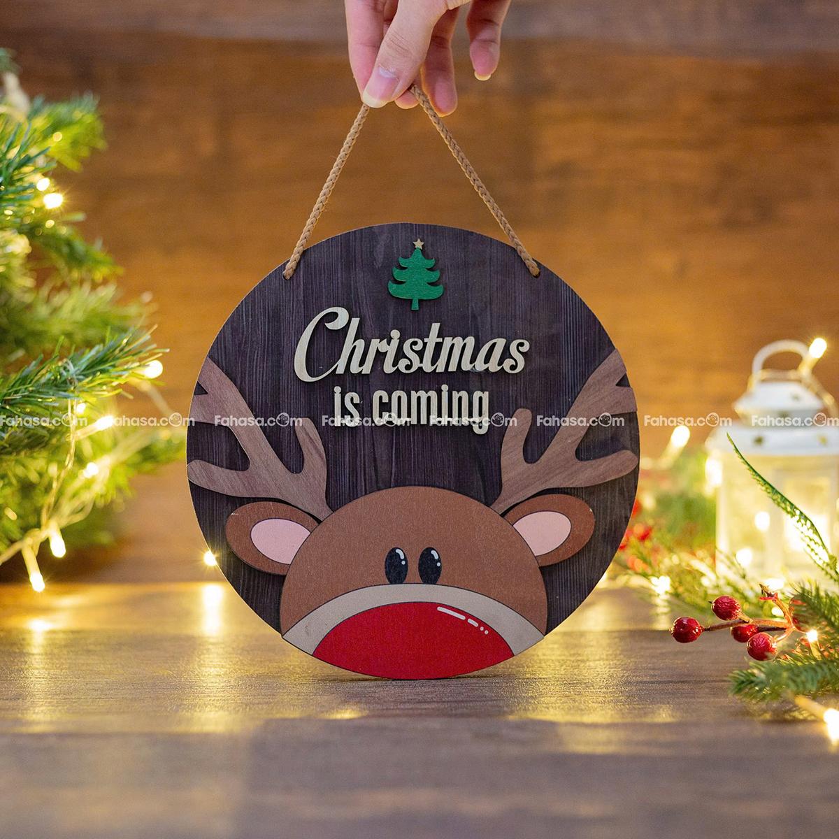 Bảng Gỗ Tròn Treo Tường Trang Trí Giáng Sinh - Bách Mộc - Tuần Lộc