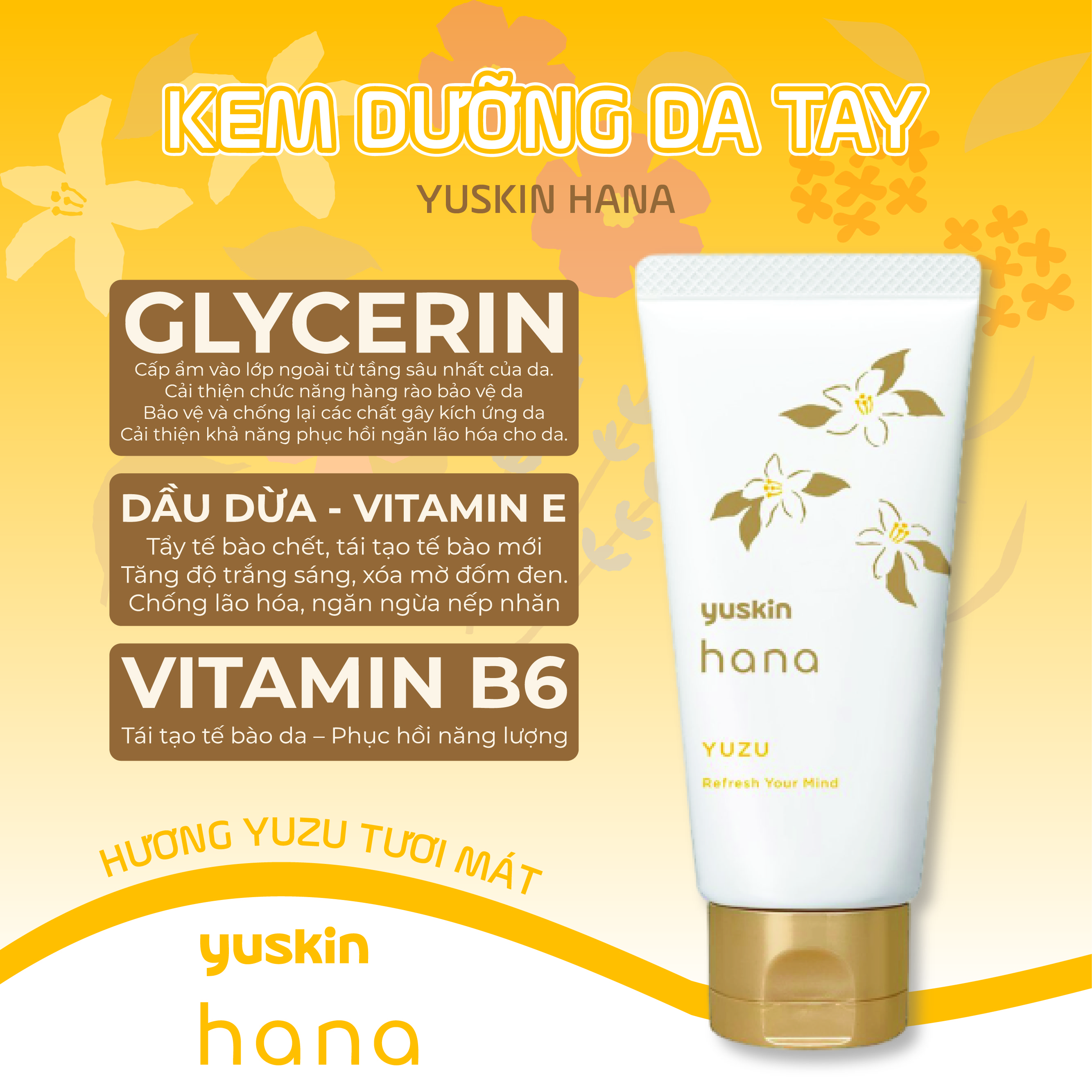 Kem Dưỡng Da Tay Hương Yuzu Yuskin Hana Yuzu (Tuýp 50G)