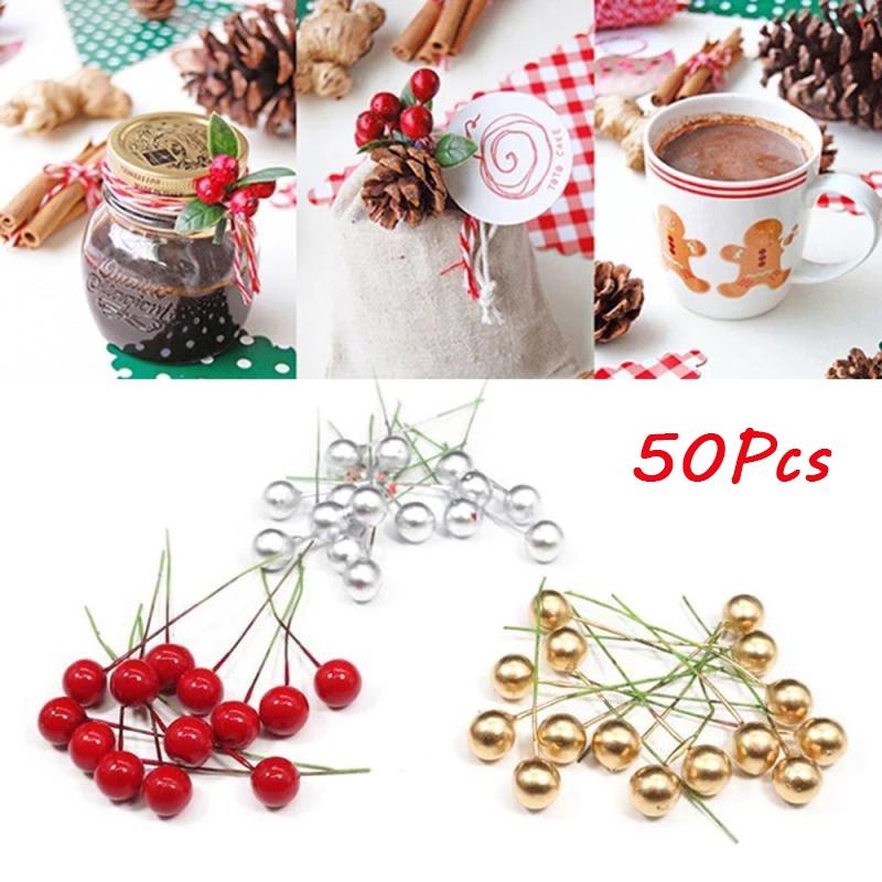 Set 50 Hoa Anh Đào Giả Mini Bằng Nhựa Trang Trí Cây Thông Giáng Sinh / Tiệc Cưới