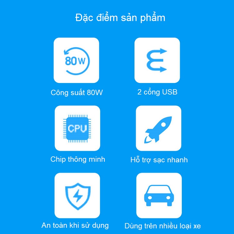 Tẩu cắm sạc trên ô tô 80W chia 2 cổng USB tiện dụng A68