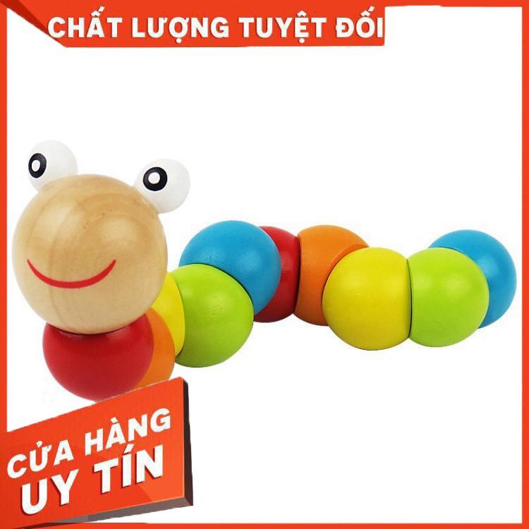 GIÁ SỐC- HCM- Con Sâu Gỗ_Đồ Chơi Con Sâu Gỗ Nhiều Màu Vui Nhộn Cho Bé Học Màu Sắc