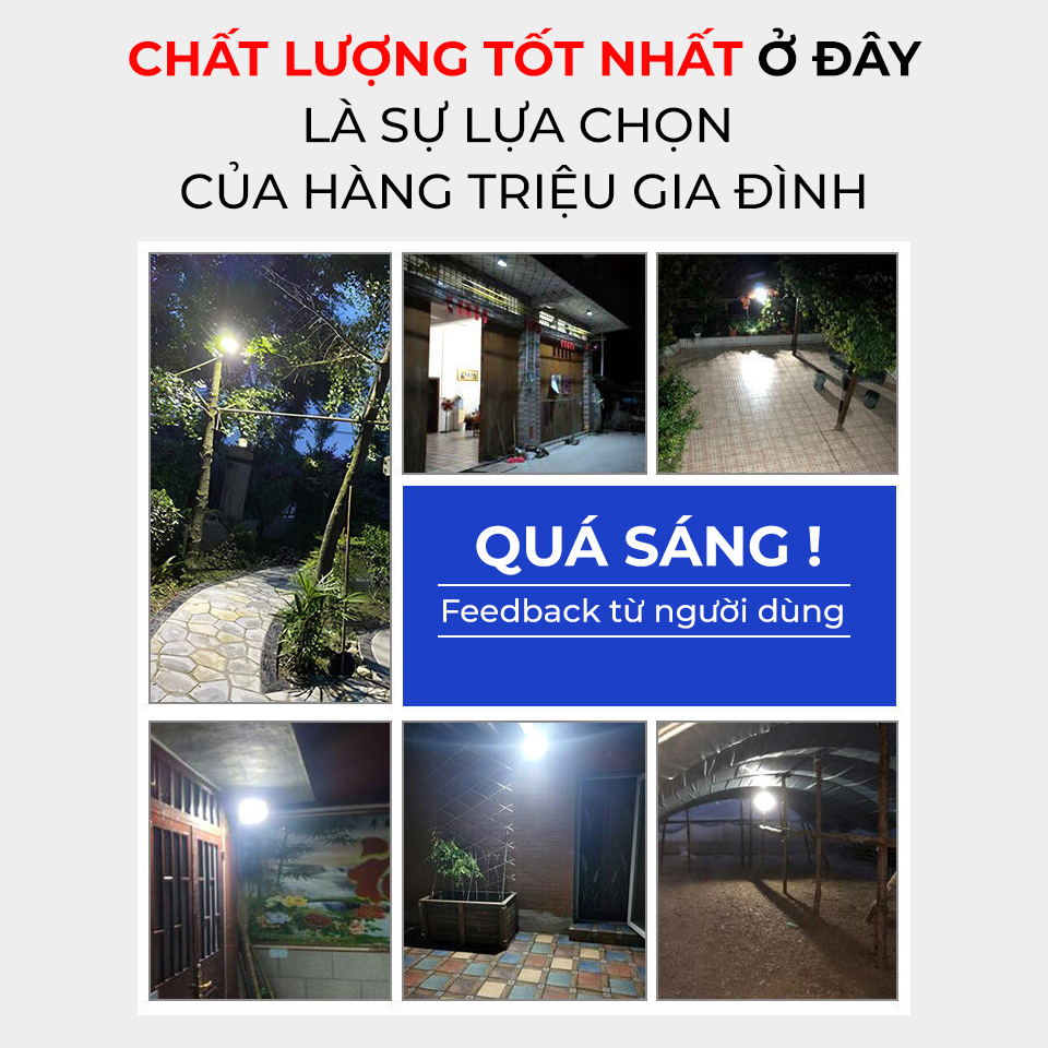 Đèn Led năng lượng mặt trời, chiếu sáng sân vườn, thời gian sạc nhanh và sáng lâu, kèm điều khiển từ xa