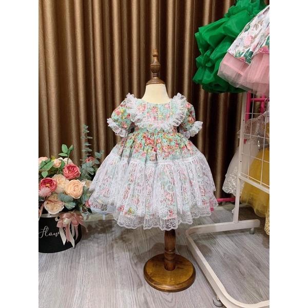 váy bé gái công chúa Lolita +TẶNG TURBAN LINA KIDS- - LOLITA HOA VÀNG váy sinh nhật - thôi nôi cho bé gái