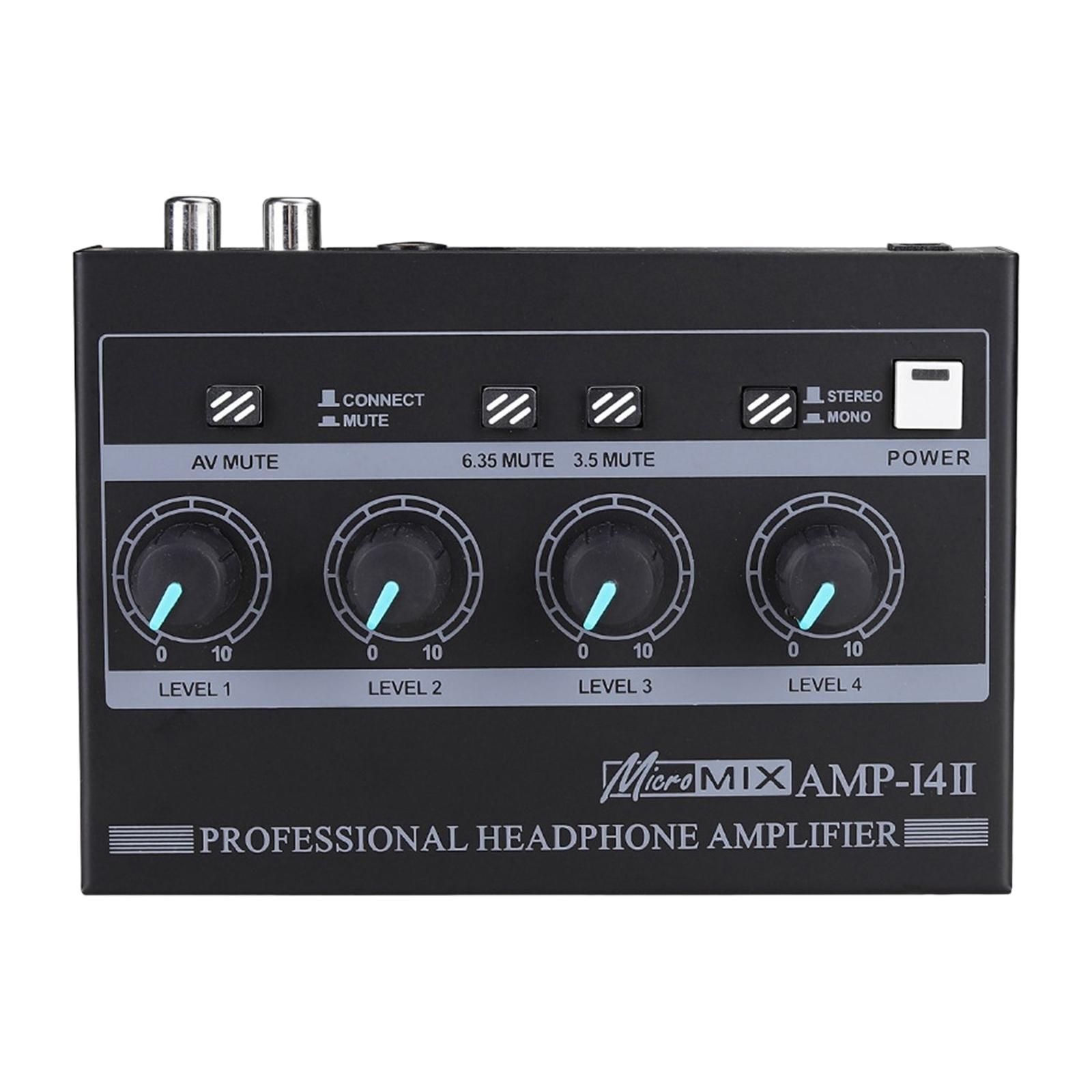 Headphone Amplifier Portable Compact RCA 6.35mm 3.5mm Input for Microphones