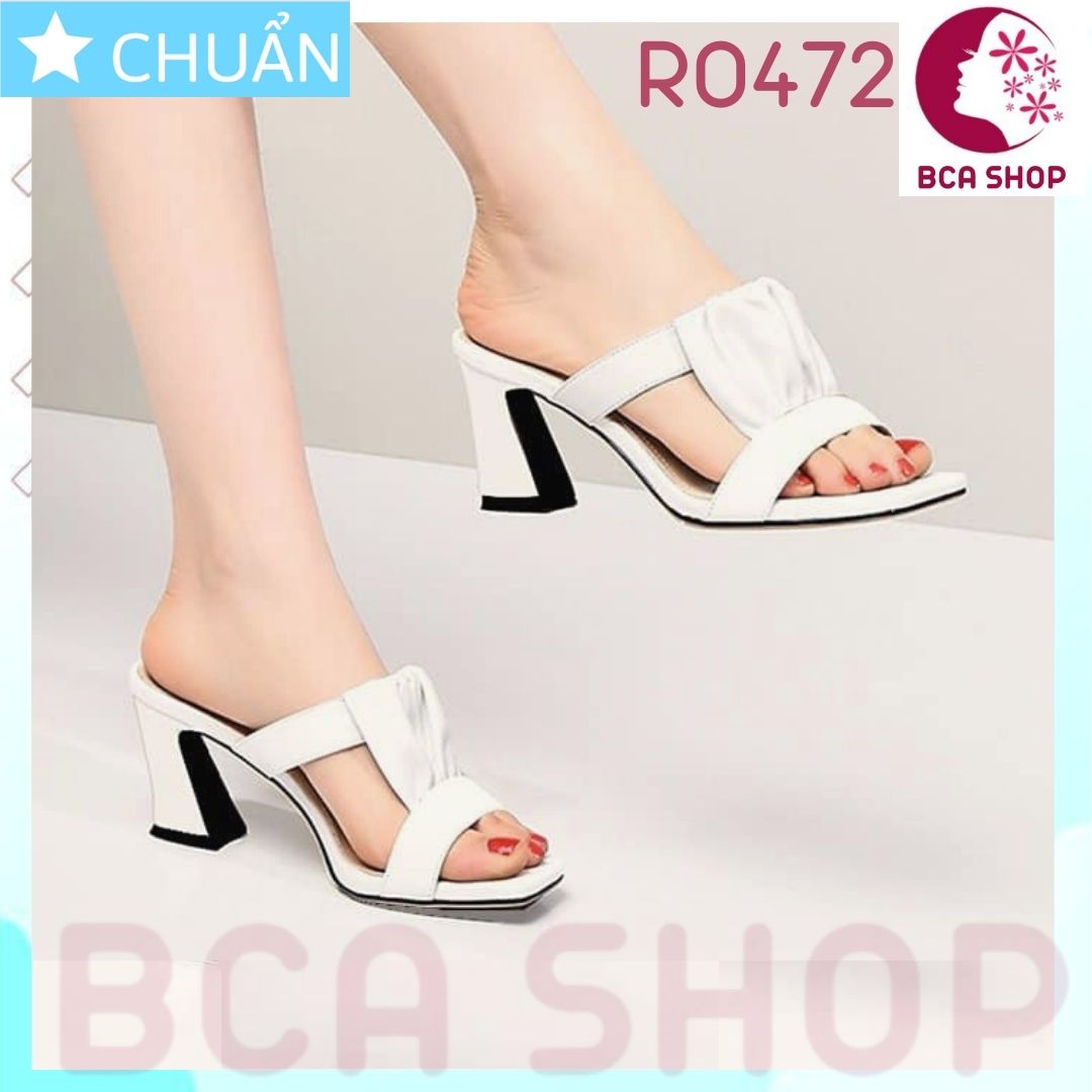 Giày cao gót nữ hở mũi cao 8 phân RO472 ROSATA tại BCASHOP quai ngang phối lưới cách điệu, thời trang - màu trắng