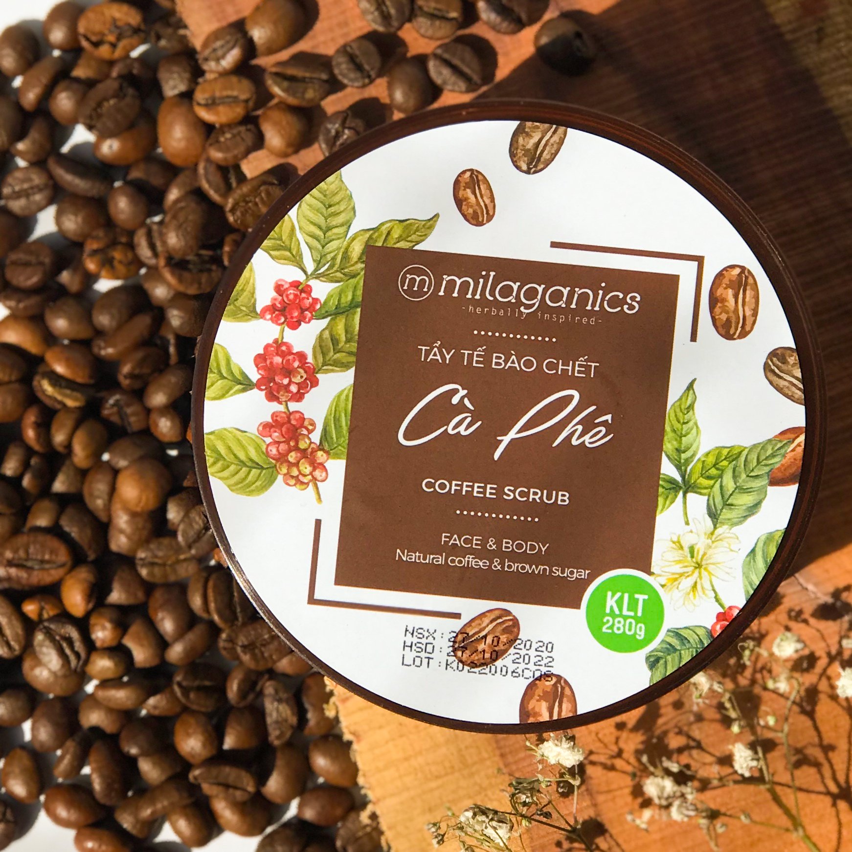 Scrub Tẩy Da Chết Body & Mặt Từ Cà Phê Robusta Trắng Da, Giảm Thâm Nám MILAGANICS