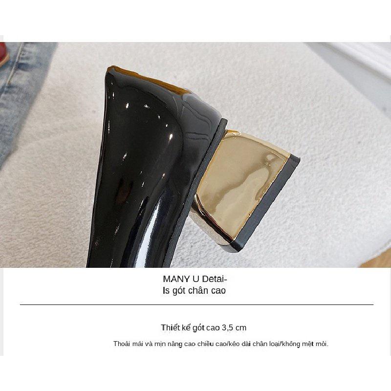 High Heels Women Chunky Heel Square Toe Women's Shoes New Women's Shoes Square Buckle Rhinestone Shallow Mouth High Heel Pumps Work Shoes Women