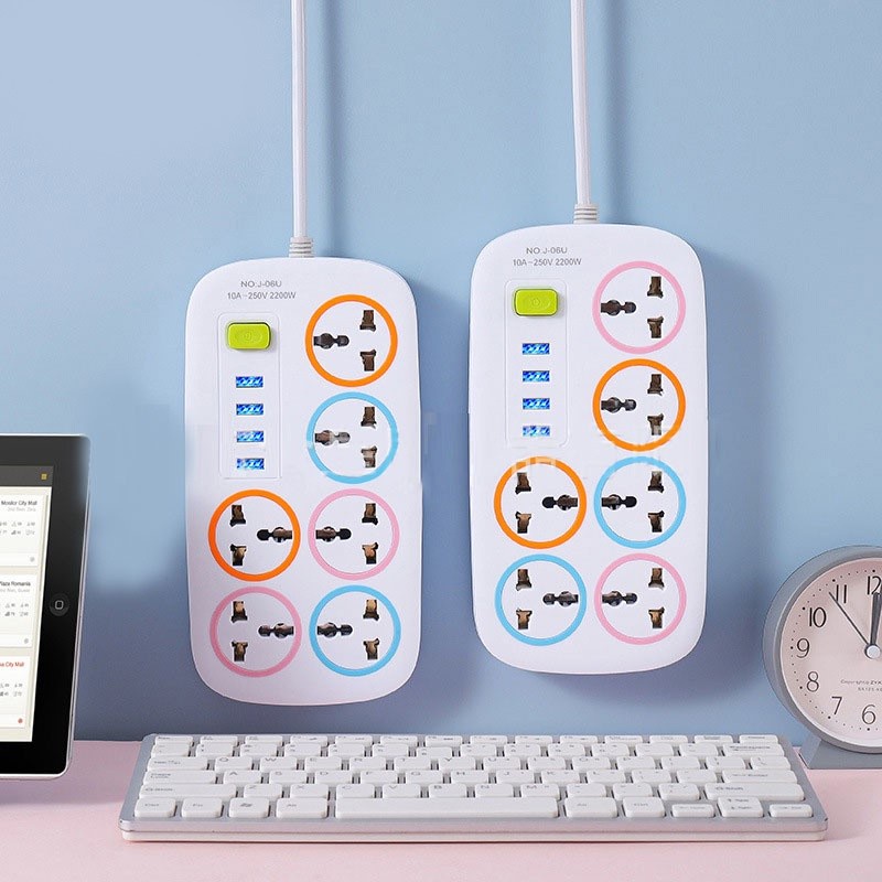 Ổ điện thái lan mẫu mới cao cấp 6 ổ + 4 cổng usb - HT