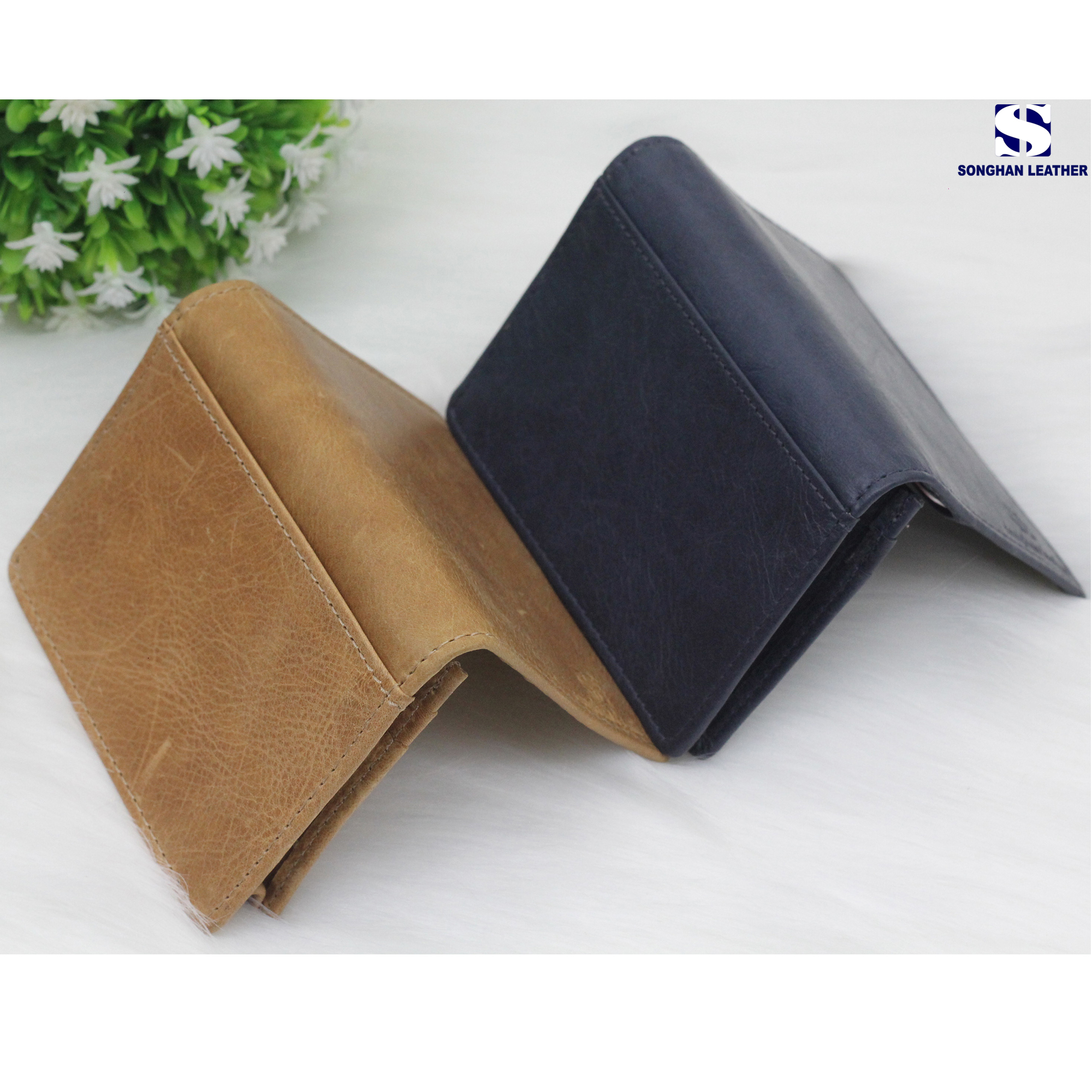 Card Holder Ví Đựng Thẻ Nam Nữ Da Bò Cao Cấp Nhỏ Gọn Gập Đôi Nút Bấm Nhiêu Ngăn Thời Trang Songhan Leather WL00