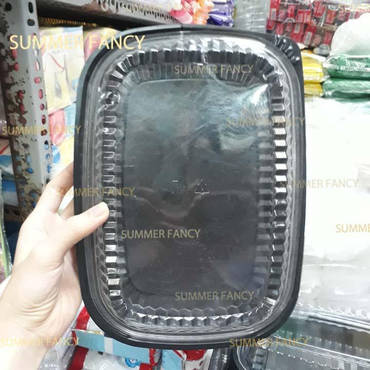 50 Hộp nhựa HT203 có nắp 26cm x 19 cm x 5 cm đậy chữ nhật đế đen