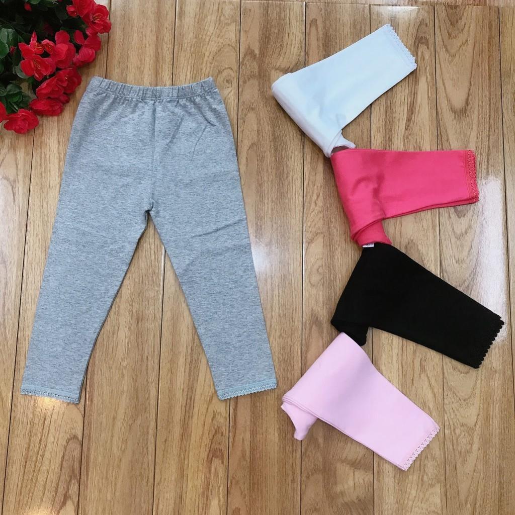 (VẢI XUẤT DƯ) QUẦN LEGGING DÀI / QUẦN DÀI TRƠN THUN COTTON 4 CHIỀU CHO BÉ GÁI 9-20KG