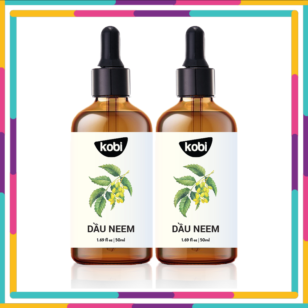 Combo 2 chai dầu neem oil hữu cơ Kobi nguyên chất, diệt bọ, trĩ, nhện đỏ, rệp, sâu, bảo vệ cây hoa hồng, phong lan, ép lạnh - 50ml/chai