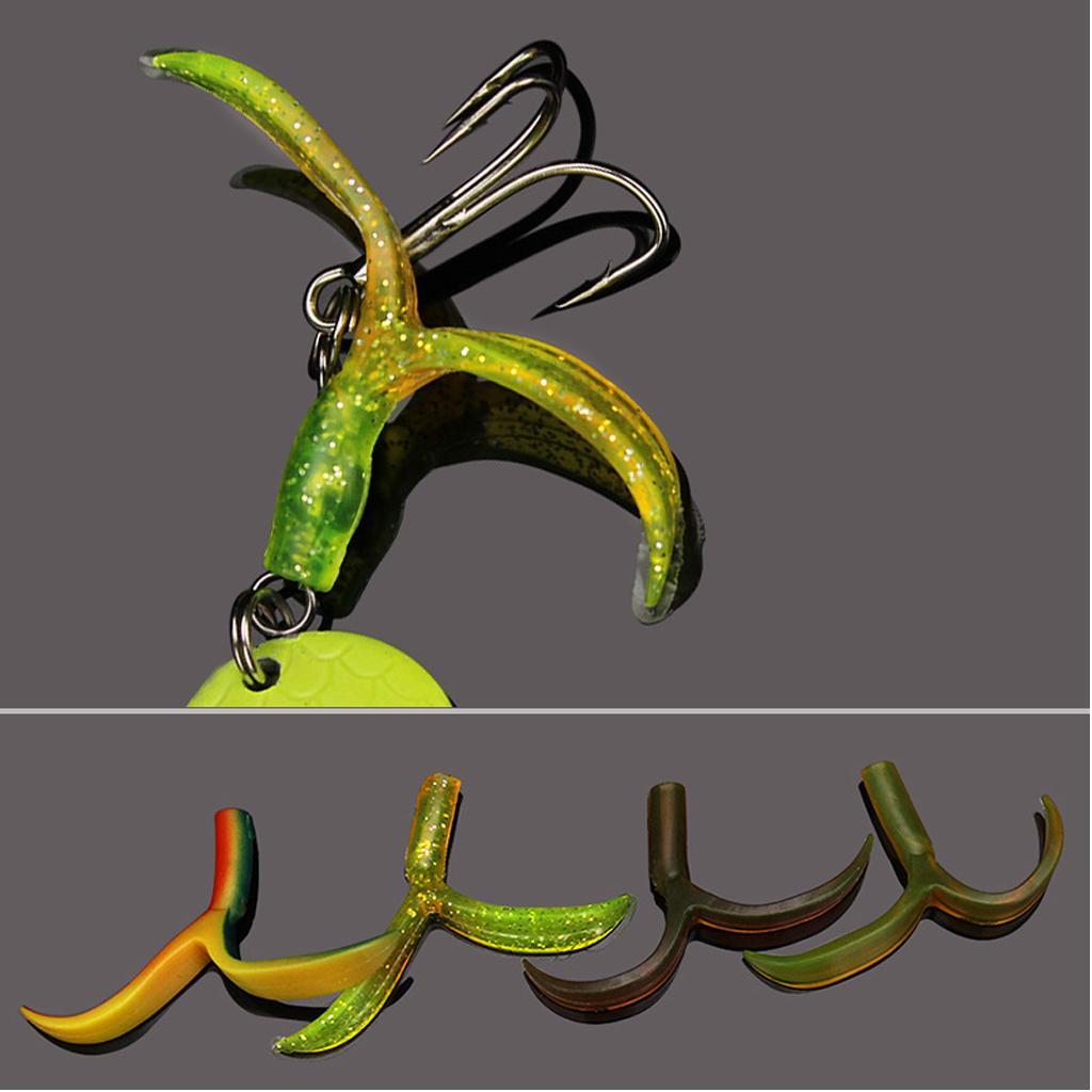 5pcs Soft Lure Tail for Lures Spoons Bass Fishing Hooks, Split Tail 6.5 x 4cm