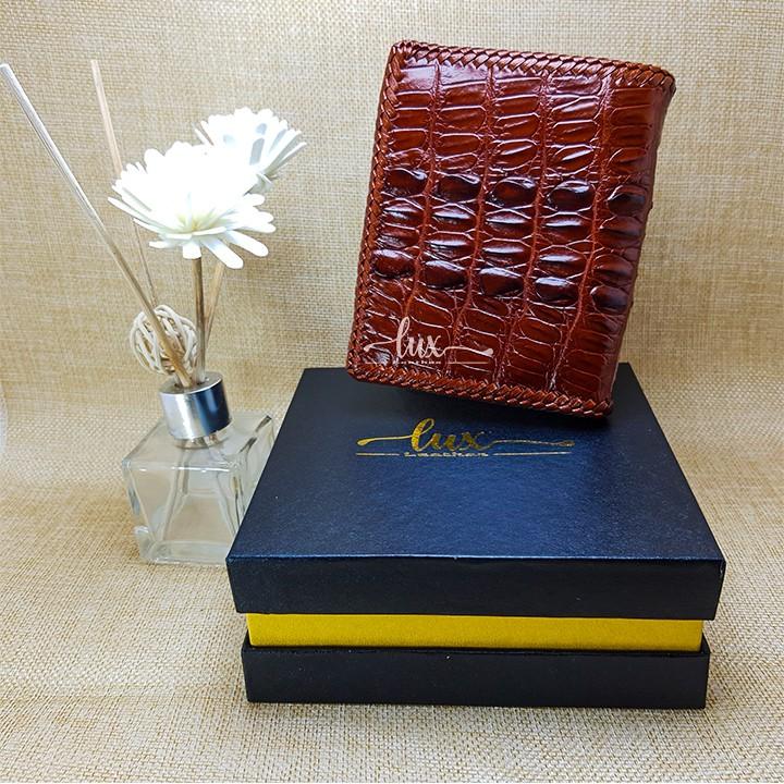 Ví Nam Da Cá Sấu LuxLeather LM1101 Đan viền thủ công - Một mặt - Kiểu Đứng- Da đuôi